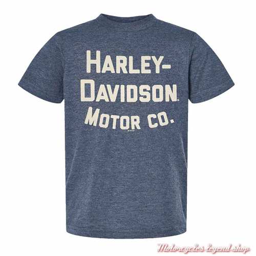 Tee-shirt Motor Co. Harley-Davidson garçon, bleu, manches courtes, coton, poly, 1599360