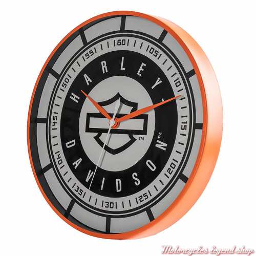 Horloge Speedometer Harley-Davidson metal, orange, noir, ,40 cm, épaisseur, HDX-99245