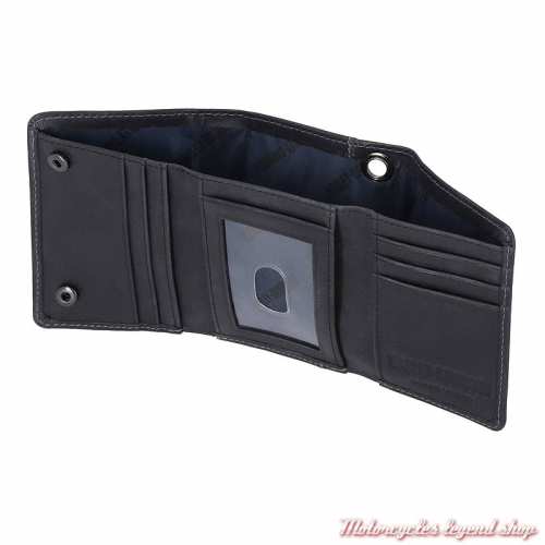 Portefeuille Skull Willie G. Harley-Davidson, cuir noir, 3 volets, intérieur, MWM054/08