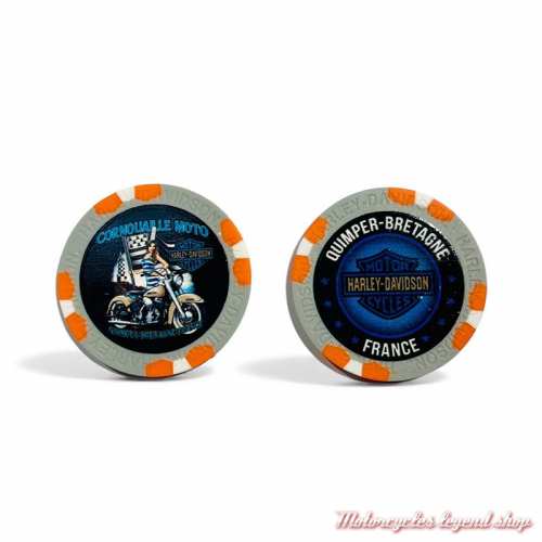 Jetons de Poker Bigoud H-D Quimper gris/orange 62417