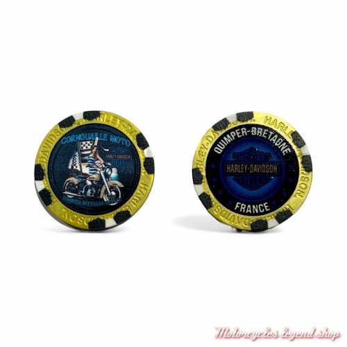 Jetons de Poker Bigoud H-D Quimper jaune métal/noir 62425