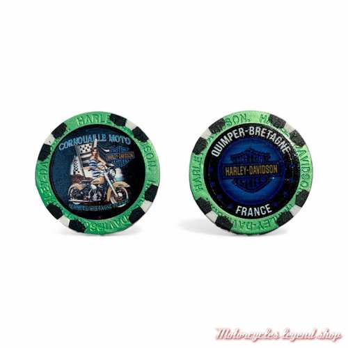 Jetons de Poker Bigoud H-D Quimper vert métal/noir