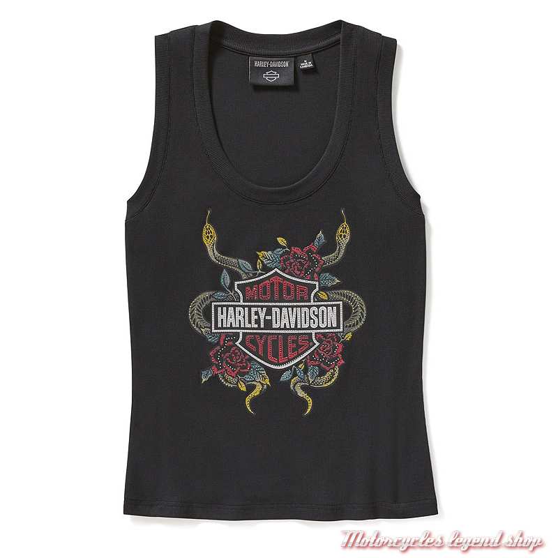 Débardeur Snake Rose Bling Harley-Davidson femme, noir, coton, 96849-25VW