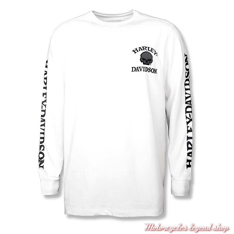 Tee-shirt Skull Willie G Harley-Davidson homme, blanc, manches longues, coton, 99254-25VM