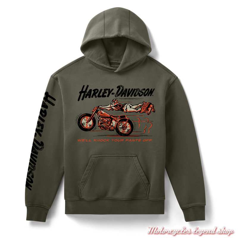 Sweatshirt Knock Your Pants Off Harley-Davidson homme, kaki, à capuche, coton, poly, 96382-26VM