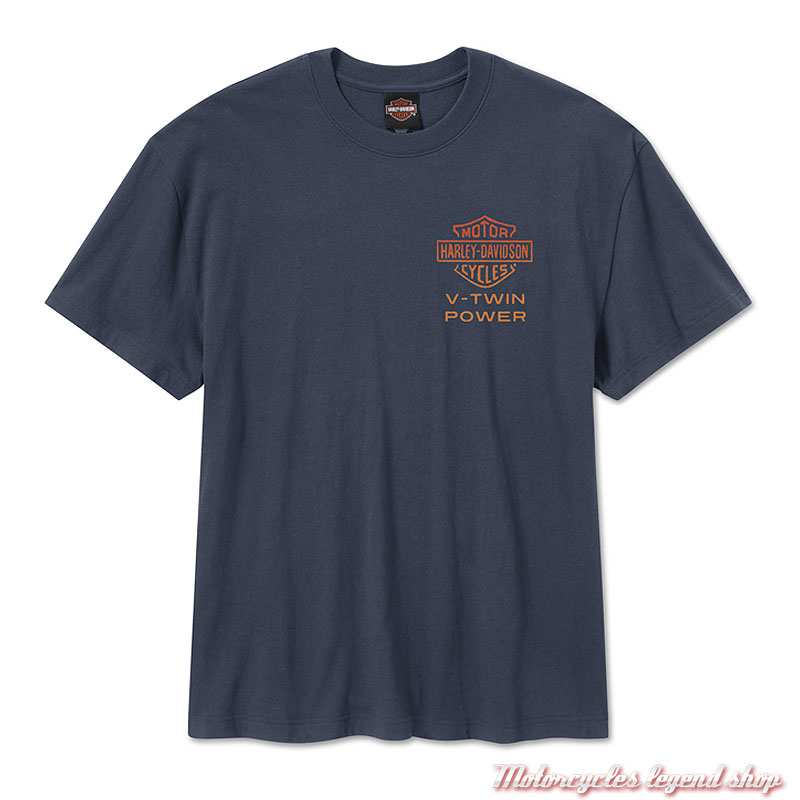 Tee-shirt Engine Twins Harley-Davidson homme, bleu, coton, manches courtes, 96391-26VM