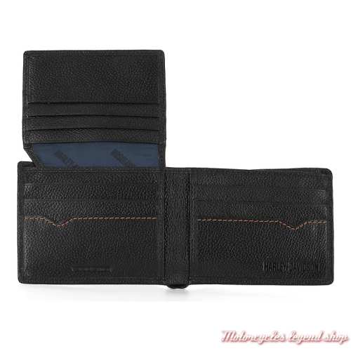 Portefeuille Bar &amp; Shield Harley-Davidson, cuir noir, intérieur, MWM004/08