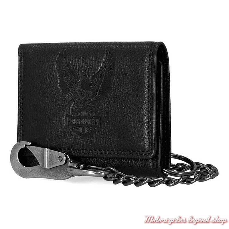 Portefeuille Iconique Bar & Shield Eagle Harley-Davidson, noir, chaine amovible, MWM040/08