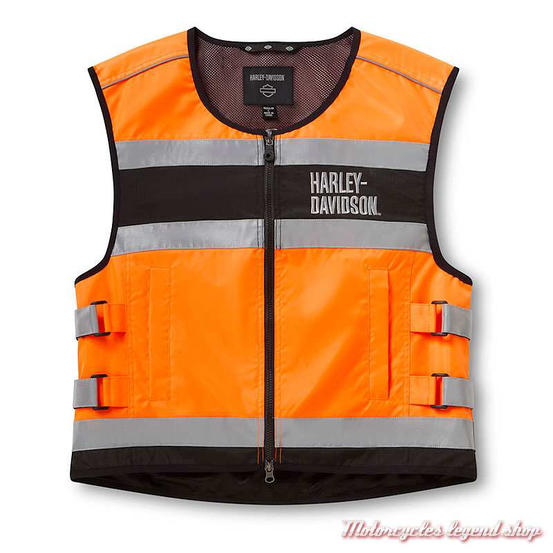 Gilet de sécurité Hi Vis orange Harley-Davidson , polyester, réfléchissant, 98101-26VM