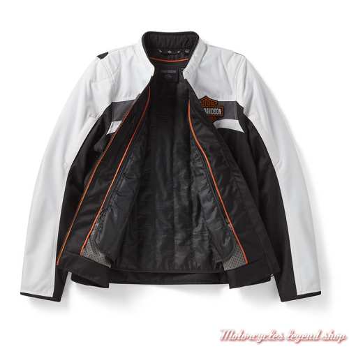 Blouson moto textile Fennimore 2.0 Harley-Davidson femme, polyester, noir, blanc, brodé, doublure, 98110-26VW