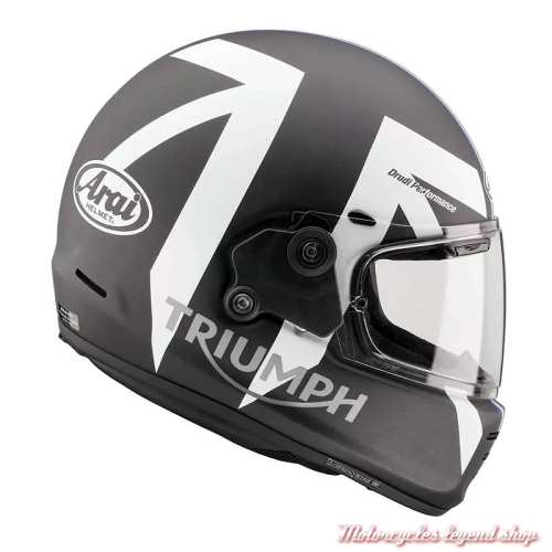 Casque intégral Concept Xe Triumph X Arai, Union Jack, noir et blanc, profil droit, MHMS24003