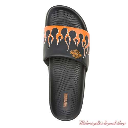 Claquettes Brazen Harley-Davidson homme, flaming, noir, orange, dessus, D93896