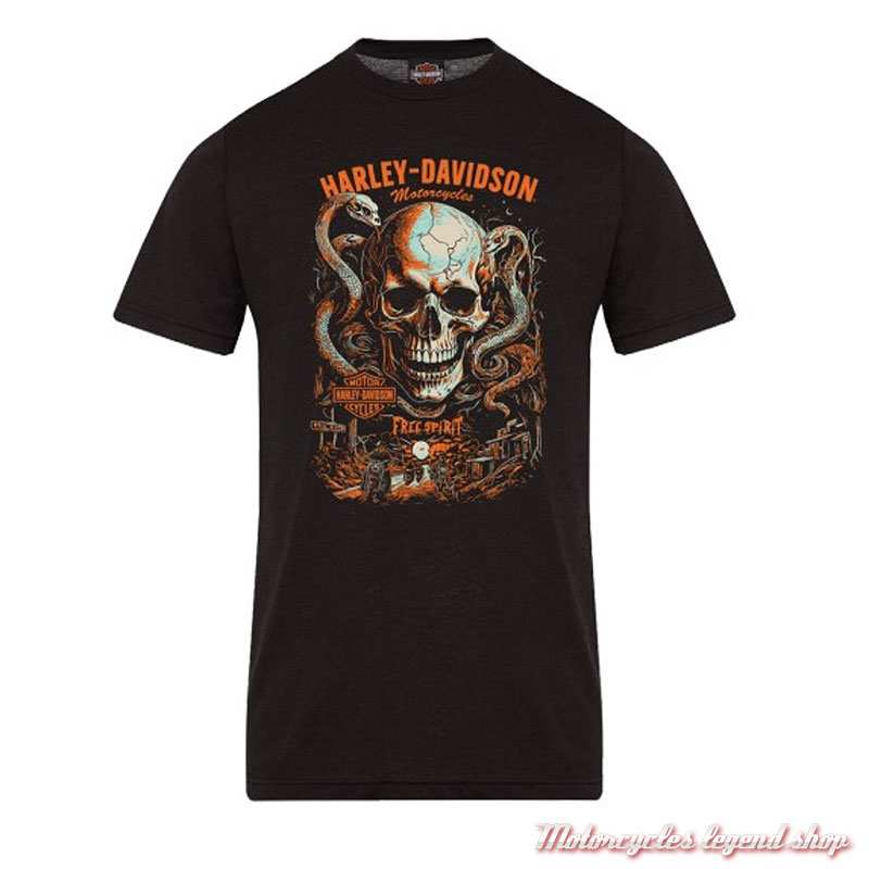 Tee-shirt Deadwood Harley-Davidson homme Cornouaille Moto Quimper Bretagne, noir, manches courtes, coton, 40294917
