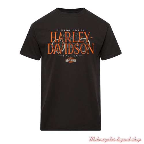 Tee-shirt Genesis Harley-Davidson homme Cornouaille Moto Quimper Bretagne, noir, manches courtes, coton, 40294920