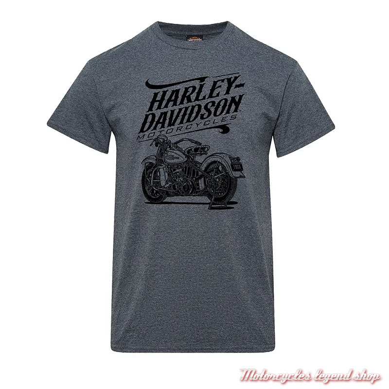 Tee-shirt Nostalgia Harley-Davidson homme Cornouaille Moto Quimper Bretagne, gris, manches courtes, coton, 40294925 