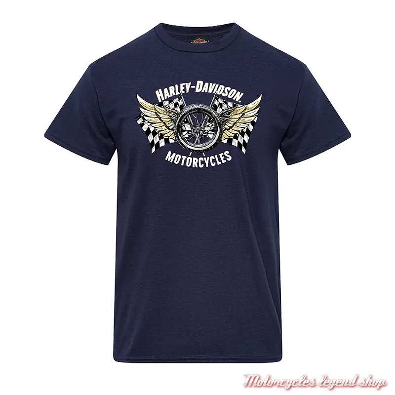 Tee-shirt Mercury Harley-Davidson homme Cornouaille Moto Quimper Bretagne, navy, manches courtes, coton, 40294927