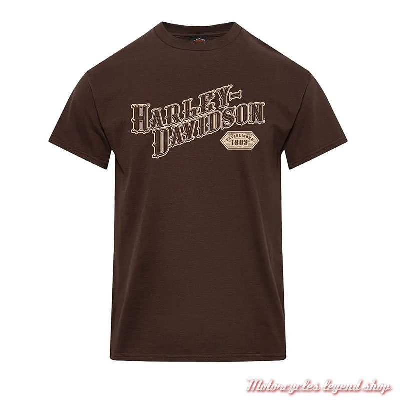 Tee-shirt Cutter Harley-Davidson homme Cornouaille Moto Quimper Bretagne, marron, manches courtes, coton, 40294929 