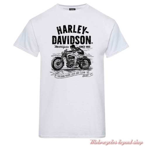 Tee-shirt Relay Harley-Davidson homme Cornouaille Moto Quimper Bretagne, blanc, manches courtes, coton, 402949304
