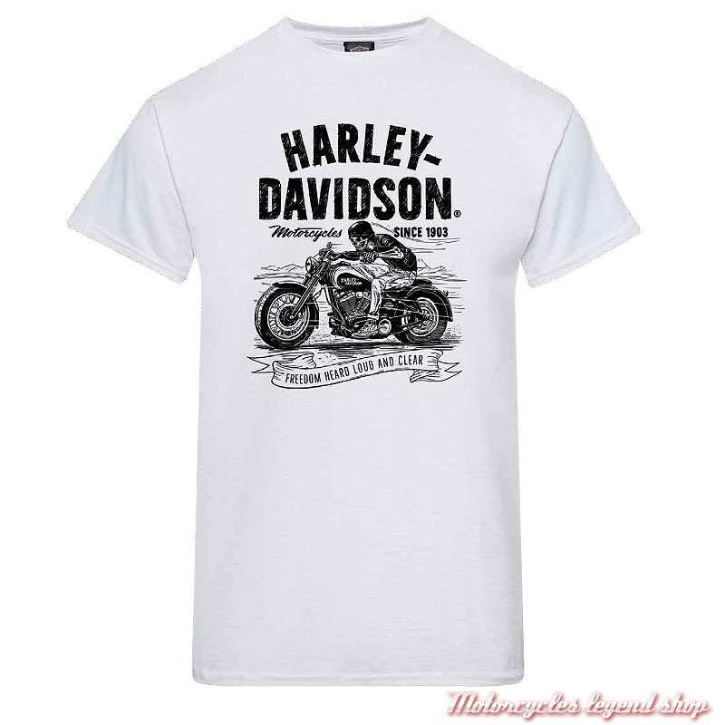 Tee-shirt Relay Harley-Davidson homme Cornouaille Moto Quimper Bretagne, blanc, manches courtes, coton, 402949304