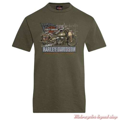 Tee-shirt Liberator Harley-Davidson homme Cornouaille Moto Quimper Bretagne, kaki, manches courtes, coton, 40294938 