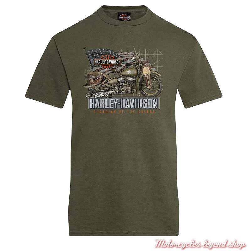 Tee-shirt Liberator Harley-Davidson homme Cornouaille Moto Quimper Bretagne, kaki, manches courtes, coton, 40294938 