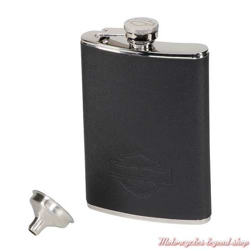 Flasque Open Bar & Shield Harley-Davidson, 24 cl, acier inoxydable, simili cuir noir, HDL-18624