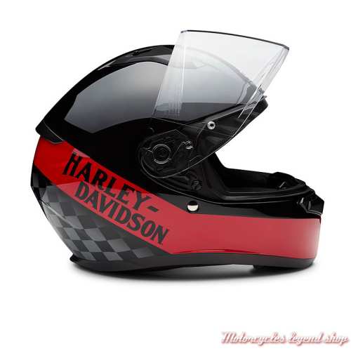 Casque integral Velo Noir/rouge brillant Harley-Davidson, damier, profil, 97126-26EX