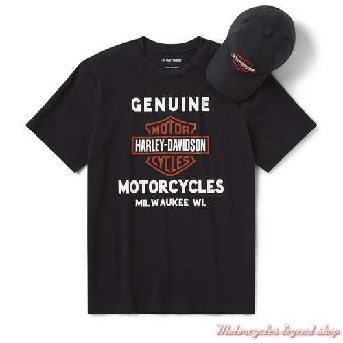 Ensemble t-shirt et casquette Bar & Shield homme Harley-Davidson, noir, 96284-26VM