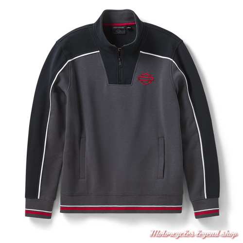 Sweatshirt Sreamin'Eagle Harley-Davidson homme, col zip1/4, noir, gris, rouge, 96281-26VM