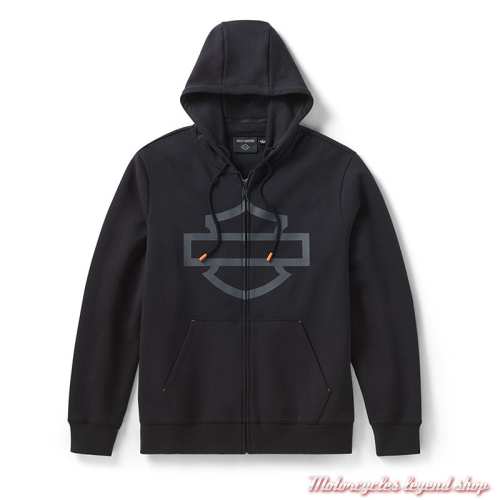 Sweatshirt H-D TECH Harley-Davidson homme, zippé, capuche, cache cou, noir, 96279-26VM
