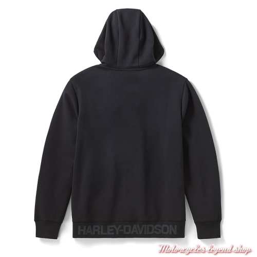 Sweatshirt H-D TECH Harley-Davidson homme, zippé, capuche, cache cou, noir, dos, 96279-26VM