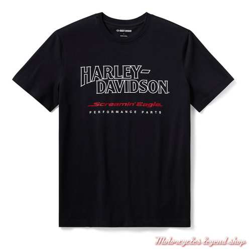 Tee-shirt Screamin'Eagle Harley-Davidson homme, noir, manches courtes, coton, 96291-26VM