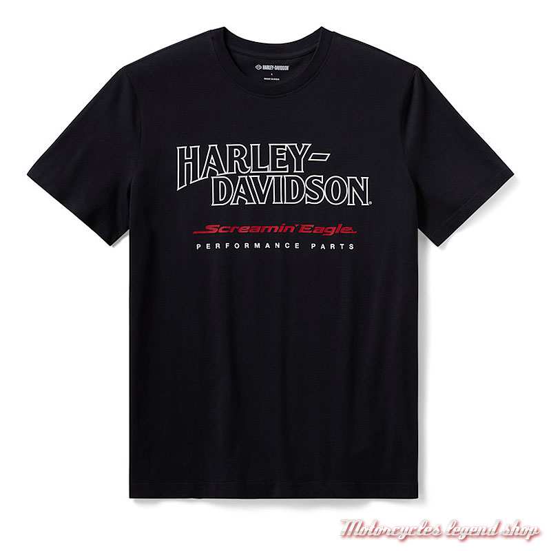 Tee-shirt Screamin'Eagle Harley-Davidson homme, noir, manches courtes, coton, 96291-26VM