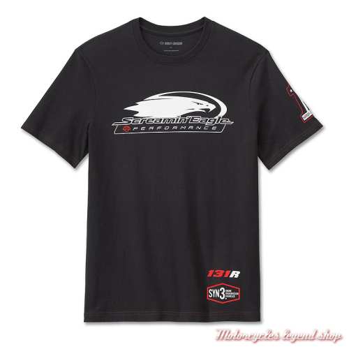 Tee-shirt Screamin' Eagle Harley-Davidson homme, noir, manches courtes, coton, 96432-24VM