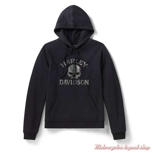 Sweatshirt Skull Willie G Bling Harley-Davidson femme, à capuche, noir, 96309-26VM