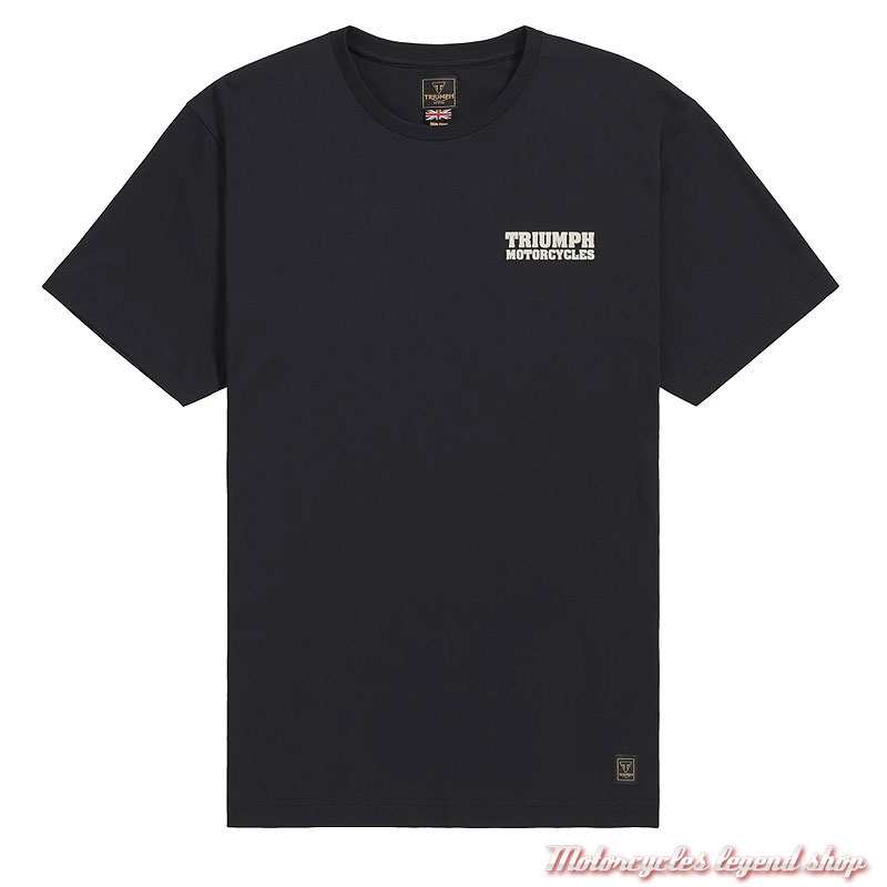 Tee-shirt Moto Triumph homme, tête de mort, noir, manches courtes, coton, MTSS26219
