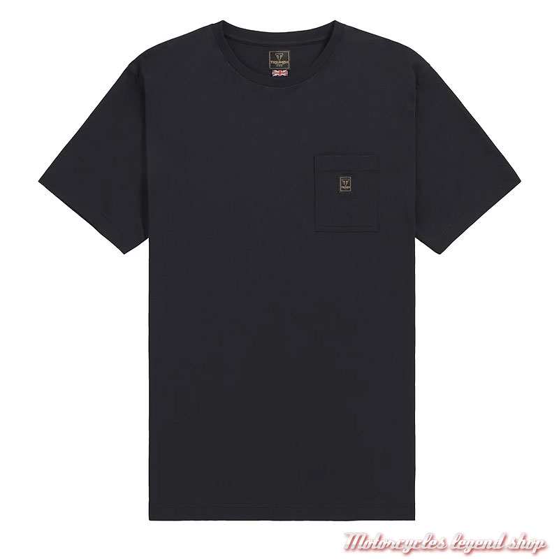 Tee-shirt New Boots Triumph homme, manches courtes, poche, noir, coton, MTSS26221
