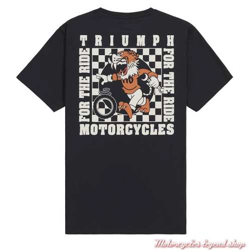 Tee-shirt New Boots Triumph homme, manches courtes, poche, noir, coton, dos, MTSS26221