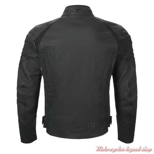 Blouson cuir Sabre Triumph homme, noir, réfléchissant, dos, MLES26003
