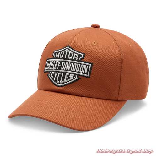 Casquette Bar & Shield Orange Harley-Davidson homme, coton, brodé, réglable, 97630-26VM