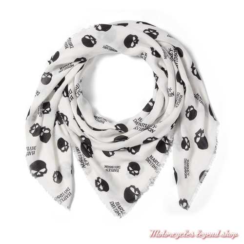 Foulard Skull Willie G Harley-Davidson femme, blanc et noir, viscose, 97621-26VW