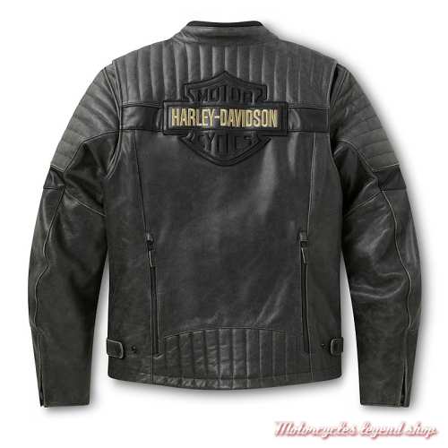 Blouson cuir Passing Link III Harley-Davidson homme, noir vieilli, dos, 98001-26VM