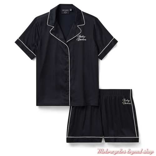 Pyjama short Harley-Davidson femme, noir, satin, polyester, 96312-26VW