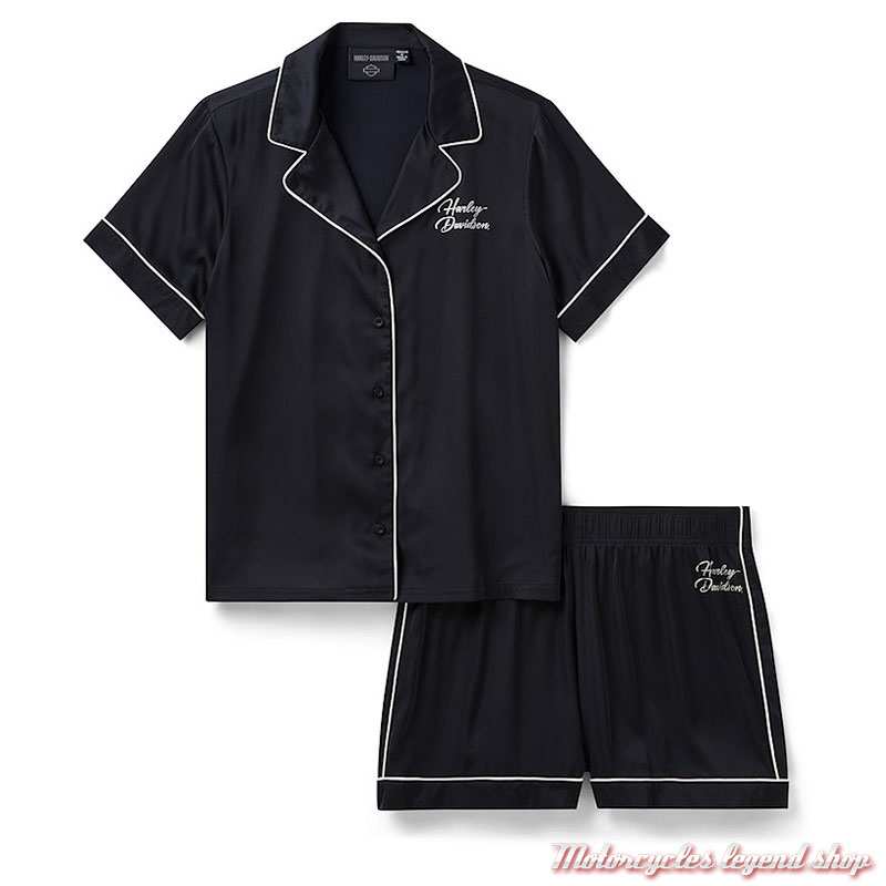 Pyjama short Harley-Davidson femme, noir, satin, polyester, 96312-26VW