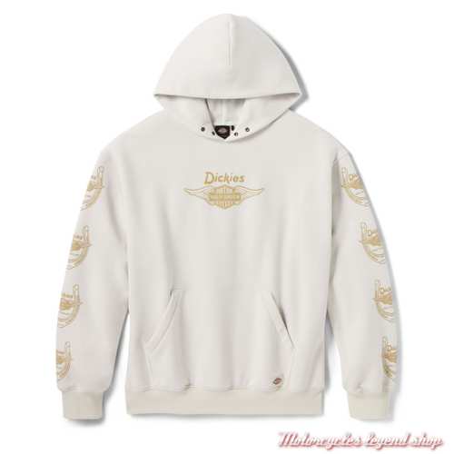 Sweatshirt blanc Horseshoe Dickies x Harley-Davidson unisexe, à capuche, coton, poly, 96091-26VX 