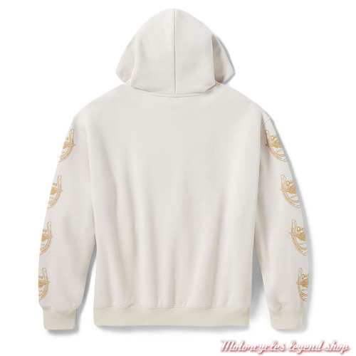 Sweatshirt blanc Horseshoe Dickies x Harley-Davidson unisexe, à capuche, coton, poly, dos, 96091-26VX 