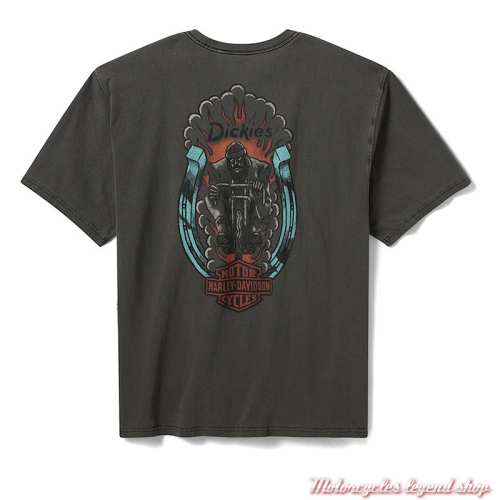 Tee-shirt 1930 Moto Racer Dickies x Harley-Davidson homme, manches courtes, noir délavé, coton, dos, 96094-26VM