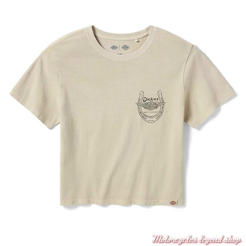 Tee-shirt Boxy Cowgirl Dickies x Harley-Davidson femme, court, manches courtes, écru, coton, 96105-26VW