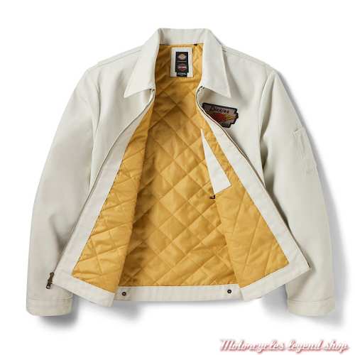 Veste textile Eisenhower Dickies x Harley-Davidson homme, zippée, écru, intérieur matelassé, doublure, 97413-26VX