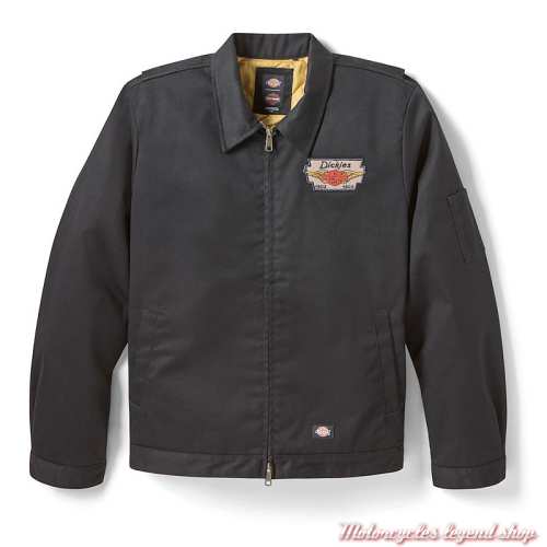 Veste textile Eisenhower Dickies x Harley-Davidson homme, zippée, noir, intérieur matelassé, 96085-26VX